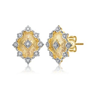 Guili 14K Gold Plated Cubic Zirconia Floral Stud Earrings, a Delicate & Feminine Jewelry Gift for Women Who Appreciate Chic & Stylish Designs - 1 of 3