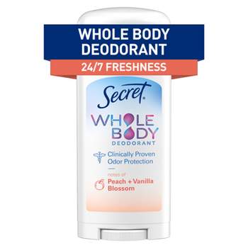 Secret Whole Body Stick Aluminum Free Deodorant for Women - Peach & Vanilla - 2.4oz