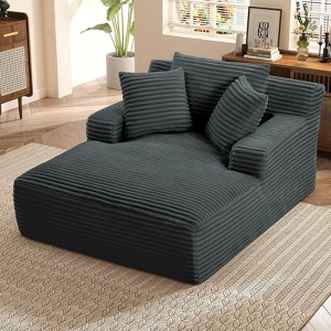 Aukfa Corduroy Sleeper Sofa Bed & Cloud Lounge Chair,No Assembly, Deep Seat, Armrests, 2 Pillows | Boneless Upholstered Chaise for Indoor Comfort - 1 of 4