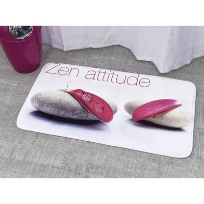 Evideco French Home Goods Bathroom Rug Memory Foam Mat Zen Attitude Print Pink 36"L x 24"W
