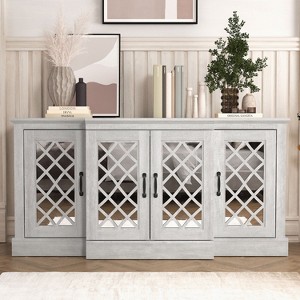 Galano 4-Door Accent Sideboard with Mirrored Cut-Out Doors 60.4" W × 18.2" D × 29.3" H - 1 of 4