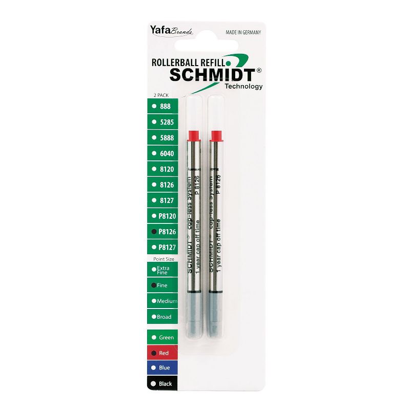 Schmidt Ink Schmidt 8126 Rollerball Short Capless Refill Fine Red 2 Pack (SC58121), 1 of 6