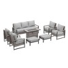 Sonkuki Patio Sofa Set with 45'' Fire Pit Table, All-Weather PE Rattan Wicker Patio Conversation Couch with Cushion - 2 of 4