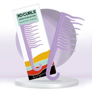XO Curls Shower Detangling Hair Comb (Lavender), Wide Tooth Comb , Comb with Hook for Easy Hanging in Shower, Hair Comb for Curly & Wavy Hair - 1 of 4