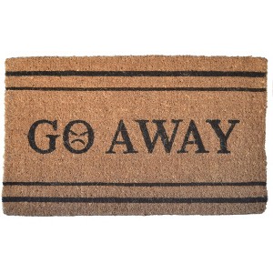 HomeRoots 18" X 30" Brown and Black Coir Go Away Outdoor Door Mat - 1 of 4