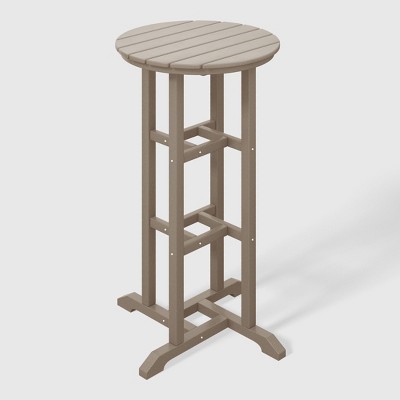 Weathered Wood 37" Round HDPE Outdoor Patio Bar Table