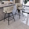26" Suede Woven Bar Stool Set of 2, 360¡ã Swivel Counter Stools with Back, Armrest, Footrest, Metal Legs - 2 of 4