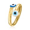 Ross-Simons Italian Multicolored Enamel Evil Eye Bypass Ring in 10kt Yellow Gold - 3 of 4