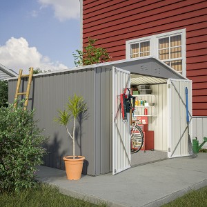 10X8 FT Outdoor Storage Shed, All Weather Metal Sheds withLockable Doors, Tool Shed for Garden, Patio, Backyard, Lawn, Grey - 1 of 4