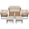 Costway 7 PCS Outdoor Conversation Set Acacia Wood Chairs & Coffee Tables Set with Ottomans - 2 of 4