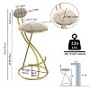 PAGED Upholstered Bar Stools Set of 2 Striped Counter Height Barstools Modern Island Chairs with S-Shaped Metal Frame for Kitchen Island - 4 of 4