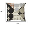 24" Blue and Ivory Geometric Cotton Throw Pillow With Embroidery - 3 of 4