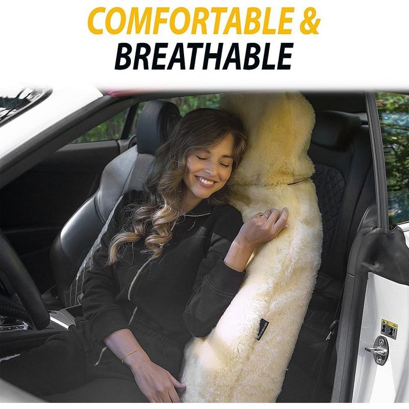 Zone Tech Genuine Sheepskin Car Seat Cover , Universal Front Full Seat (front and back) Cushions, 5 of 8