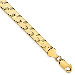 Black Bow Jewelry 6.5mm, 14k Yellow Gold, Solid Herringbone Chain Bracelet - 1 of 4