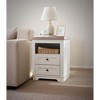 Chic Crate - Farmhouse Style Antique White Side Table with 2 Drawers Storage Cabinet, Rustic Wood Nightstand for Bedroom and Living Room - 4 of 4