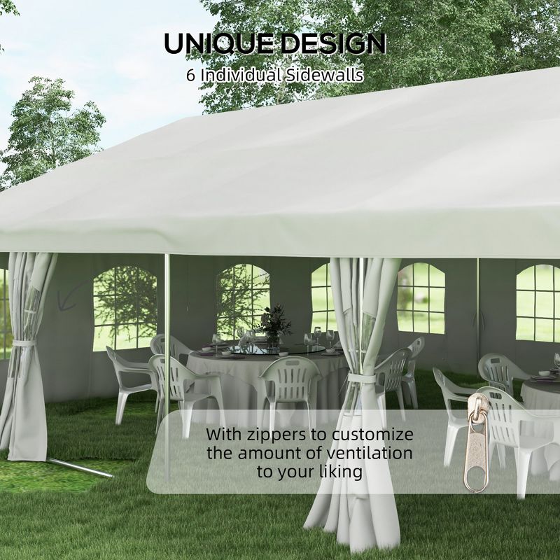Outsunny 19.5' x 39' Party Tent, Heavy Duty Sun Shade Canopy Tent with 2 Doors and 20 Windows, White, 5 of 7