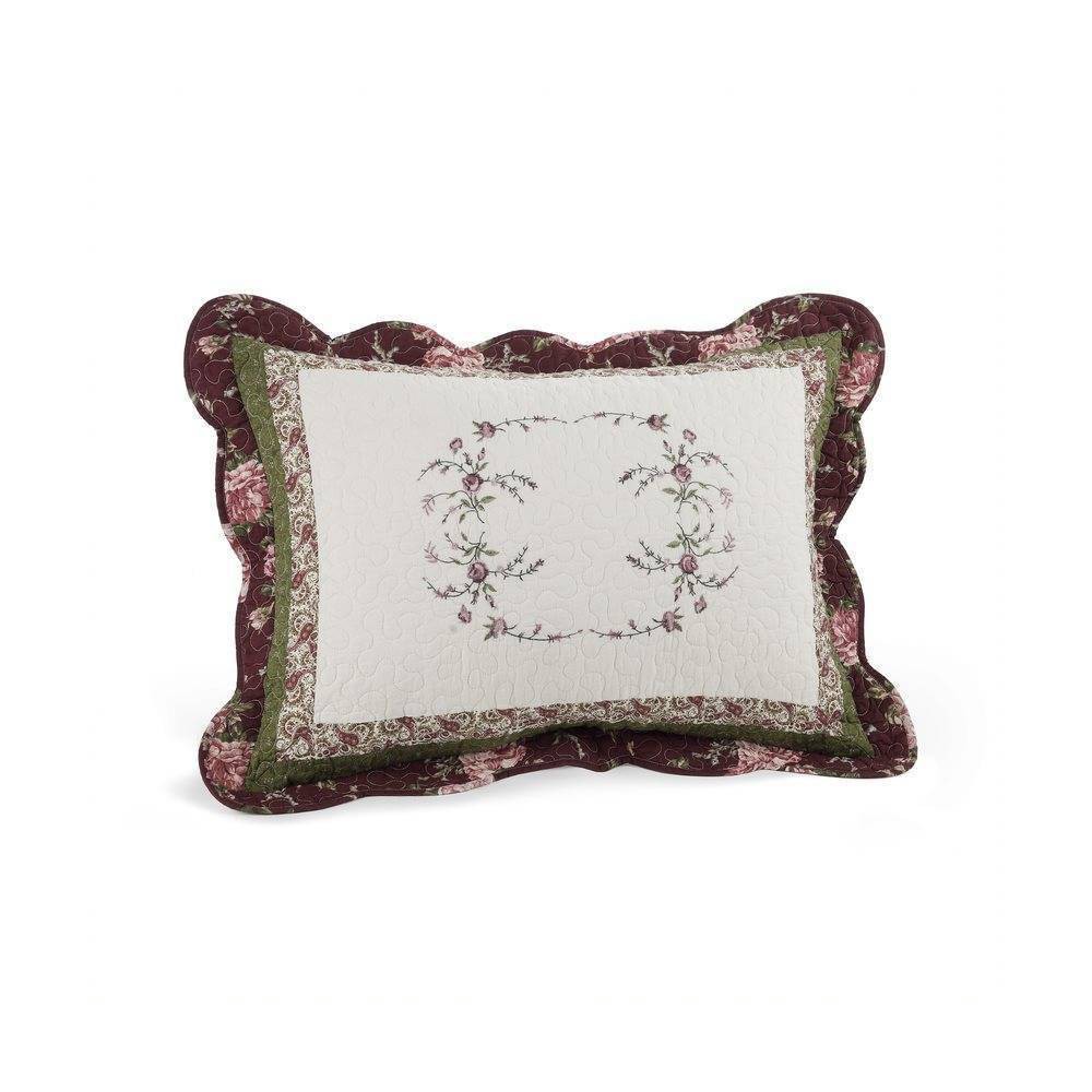 Photos - Bed Linen Standard Brooke Sham Ivory - Modern Heirloom: Embroidered Pillow Sham, Botanical Pattern, Machine Washable