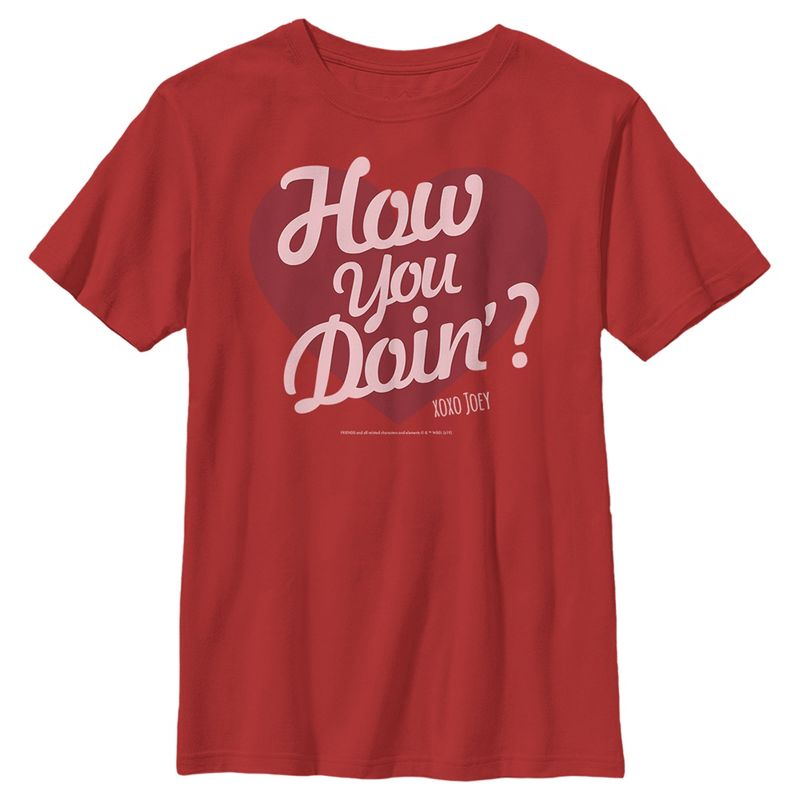 Boy's Friends Valentine's Day How You Doin' Heart T-Shirt, 1 of 5