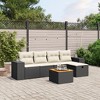 vidaXL Patio Sofa Set with Cushions Outdoor Furniture 6 Piece Poly Rattan - Black and Cream without Storage - 2 of 4