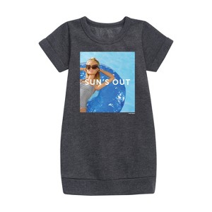 Girls' - Barbie - Sun's Out Graphic Short Sleeve Fleece Dress - 1 of 2