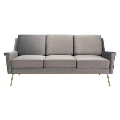 Peridot Velvet Modern Sofa Dark Gray - Safavieh