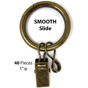 1-inch Metal Curtain Drapery Rings with Clips and Eyelets, 8 Finishes - 1 of 2