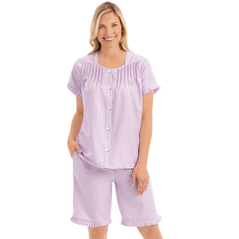 Collections Etc 2-Piece Gingham Check Shorts and Top Pajama Set, 3 of 5