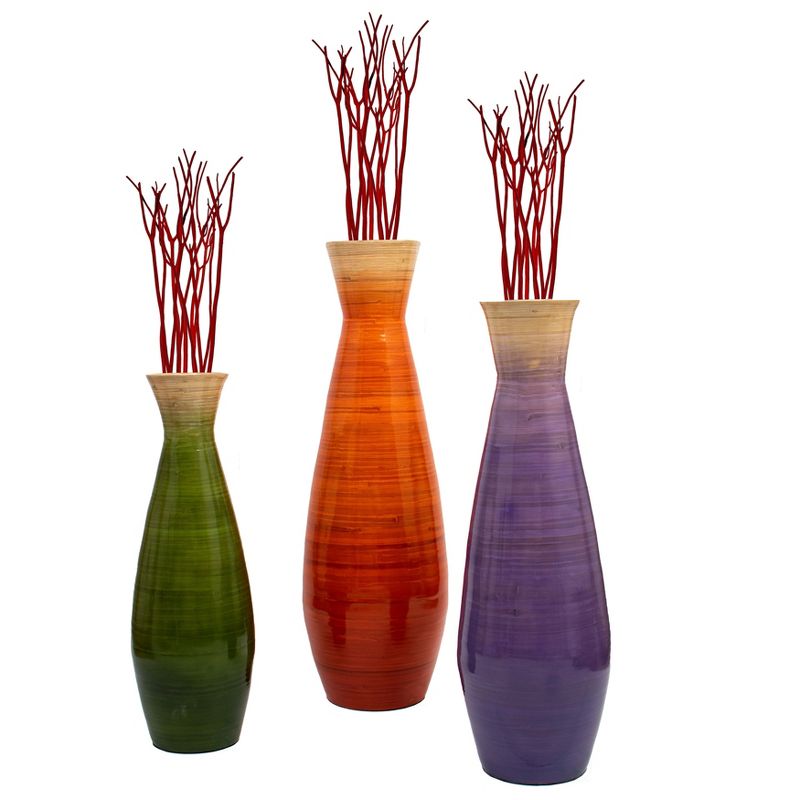 Uniquewise Classic Bamboo Floor Vase Handmade, For Dining, Living Room, Entryway, Fill Up With Dried Branches Or Flowers, 1 of 8