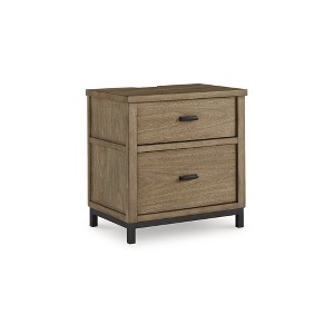 Signature Design by Ashley Tomtyn Modern Nightstand with USB Charging - 2 Drawers with Metal Legs - Light Brown - 1 of 4