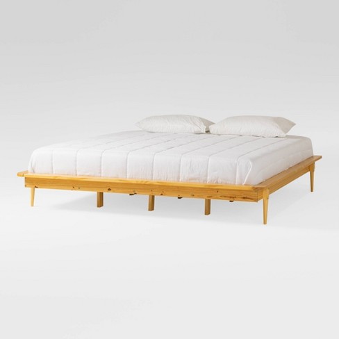 Boho Solid Wood King Platform Bed Light, Solid Wood King Platform Bed With Headboard