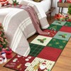 Christmas Patchwork Area Rug, Washable Ultra Thin Non Shedding Low Pile Carpet, Soft Non Slip Holiday Floor Mat for Home, Red/Green - 2 of 4