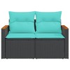 vidaXL Patio Sofa Black Poly Rattan with Cushions/Storage - 2-Seater Outdoor Loveseat, Modular Design - 4 of 4