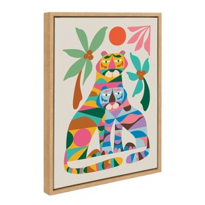 Kate & Laurel All Things Decor 18"x24" Sylvie MCM Tiger Love Framed Wall Art by Rachel Lee Natural Colorful Mid-Century Animal Wall Art - 1 of 4