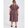 GRACE & GRANDEUR Women's Plus Size Boho Floral Stripe V Neck Ruffle Sleeve Pockets Flowy Casual Beach Midi A Line Dresses - image 3 of 3