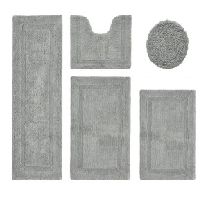 Lux Premium 100% Cotton Tufted Solid Reversible 5 PC Bath Rug Set – Ultra-Soft, Water-Absorbent, Durable, Machine Washable Bathroom Rug - 1 of 4