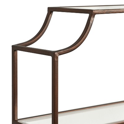 Bronze Metal Geometric Wall Shelf with Glass Tiers