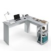 Vynxaria Techni Mobili Modern L-Shaped Desk with Side Shelves, Grey - 2 of 4
