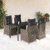 vidaXL Patio Dining Set with Cushions Garden Table and Chairs Poly Rattan - 63" x 31.5" x 29.1" Without footrest 4 Items - 2 of 4