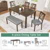6-Piece Rectangular Wooden Dining Table Set with 4 Upholstered Chairs and Bench, Acacia Wood Frame for Kitchen or Dining Room - 2 of 4