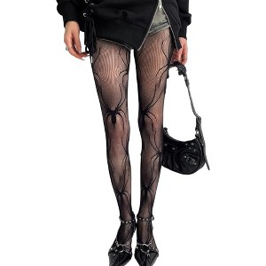 BABYYER Women Tights, Spiders Fishnet Stockings, Breathable, Comfortable and Elastic for Halloween Cosplay Costume - 1 of 4