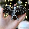 Gothic Bat Skeleton Handcrafted Glass Ornament, Horror Tree Halloween Decor| OrnamentallyYou - 4 of 4