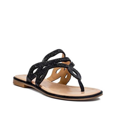 Gc Shoes Amelia Black 8.5 Embellished Thong Flat Sandals : Target