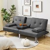 Yaheetech Faux Leather Convertible Futon Sofa Bed - image 2 of 4