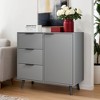 VANIRROR Mid-Century Storage Cabinet with 3 Drawers & Adjustable Shelf – Accent Cabinet with Door for Living Room, Home Office, or Entryway - 2 of 4