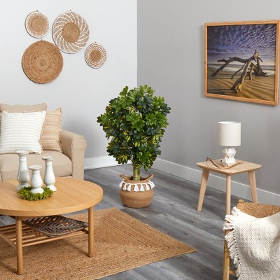 Boho Chic 50'' Faux Schefflera Tree in Cotton Woven Planter