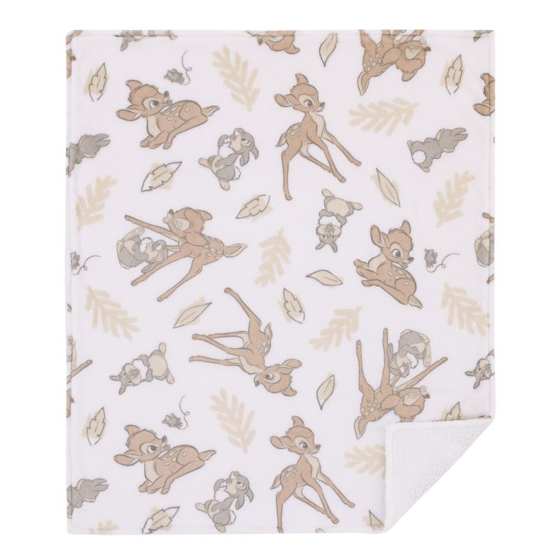 Disney B is for Bambi Tan, Gray, and White Super Soft Plush Cuddly Plush Baby Blanket, 3 of 5