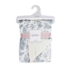 Nicole Miller Gray and White Floral Printed Mink/Faux Shearling Baby Blanket - 1 of 1