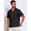 INSPIRE CHIC Men's Camp Collar Button Down Short Sleeve Distressed Ripped Casual Shirts - 4 of 4