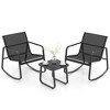 Costway 3 Piece Patio Rocking Set 2 Rocking Bistro Chairs & Glass-Top Table for Porch - 2 of 4