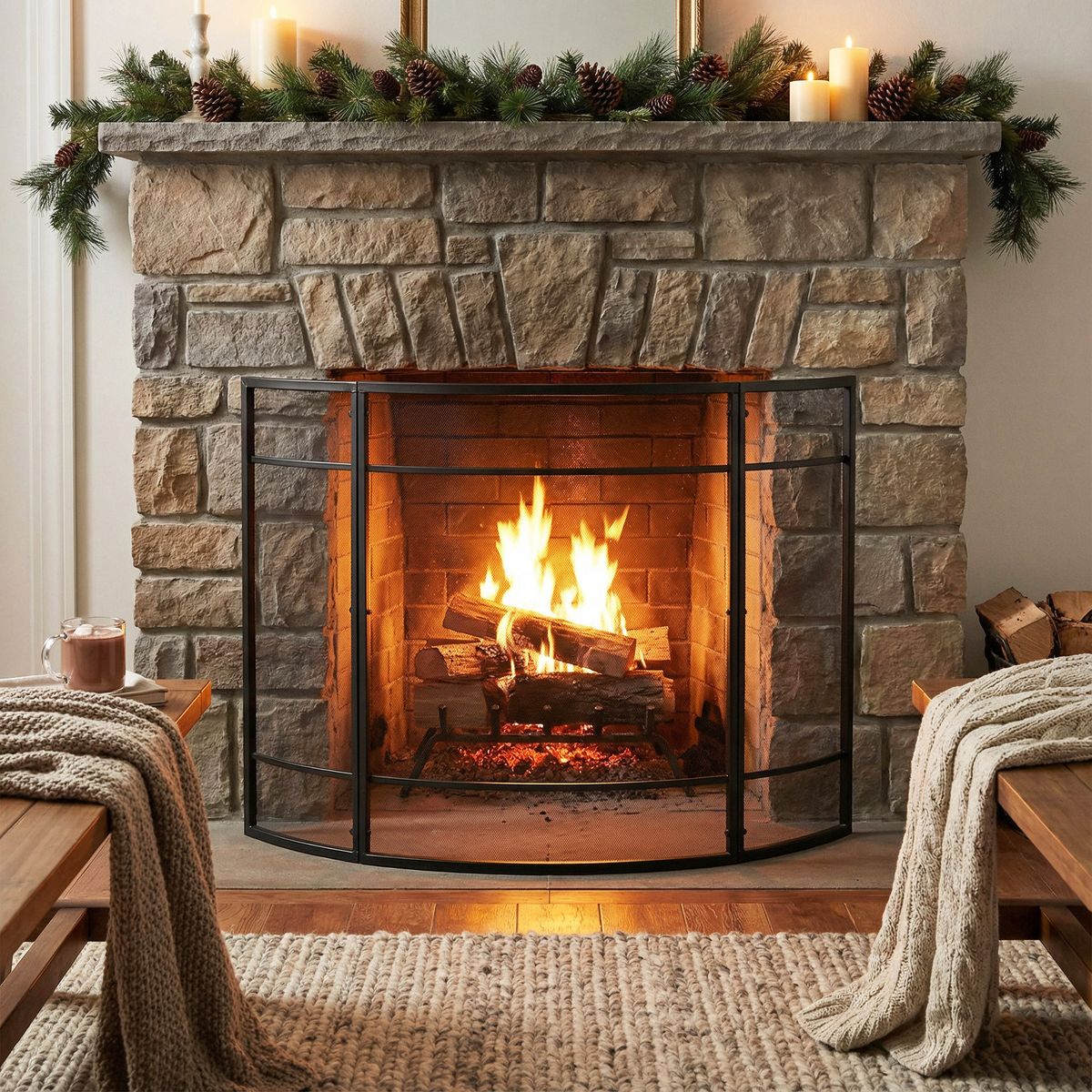 Christopher Knight Home Asuka Modern Metal Single Panel Fireplace Screen